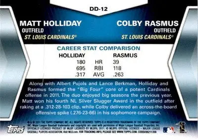 2011 Topps Update #DD-12 Matt Holliday / Colby Rasmus Diamond Duos - Baseball Card Single