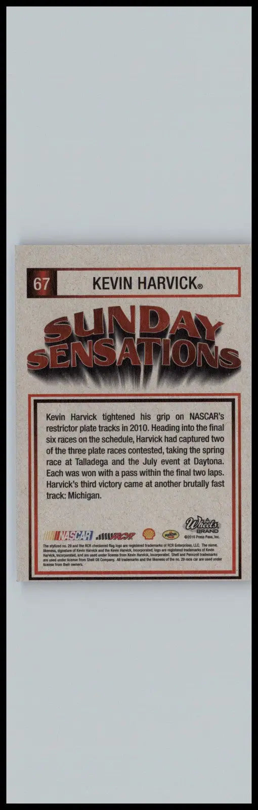 2011 Wheels Element #67 Kevin Harvick Richard Childress Racing - Racing Card Single
