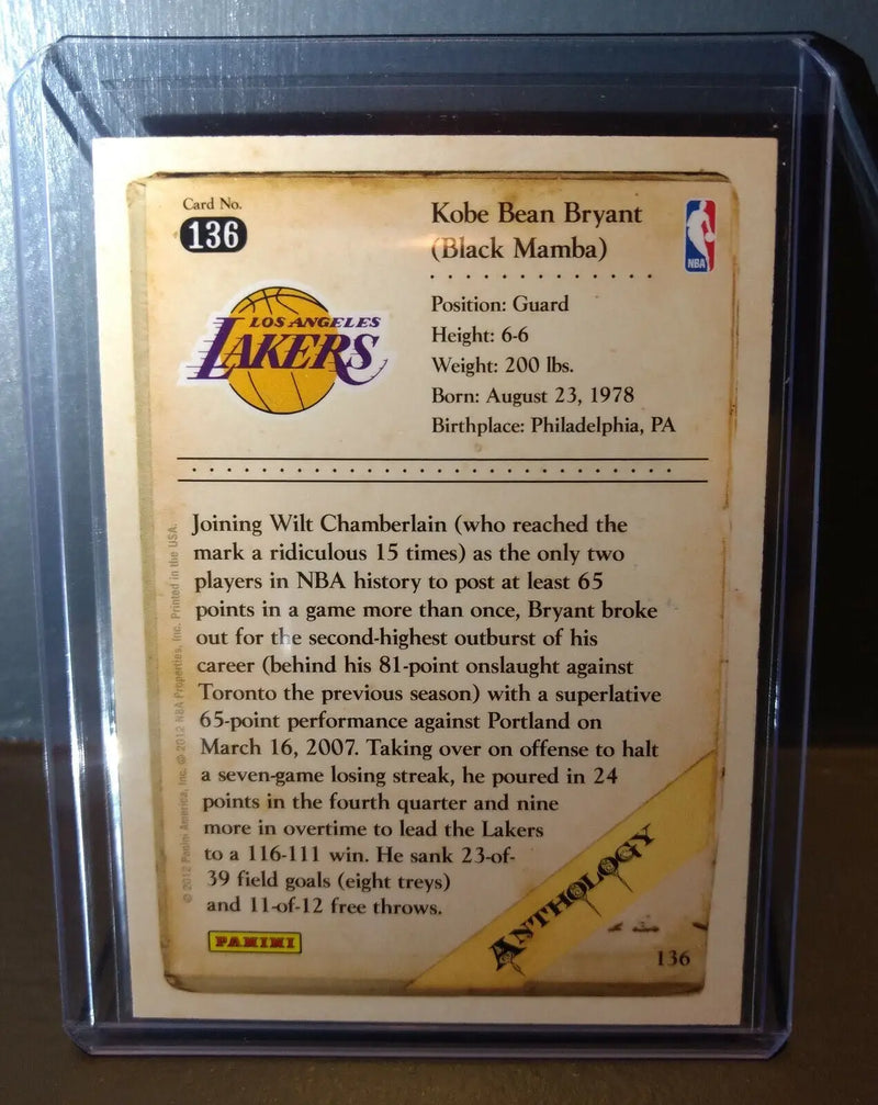 2012-13 Kobe Bryant Panini Kobe Anthology #136 Basketball Card