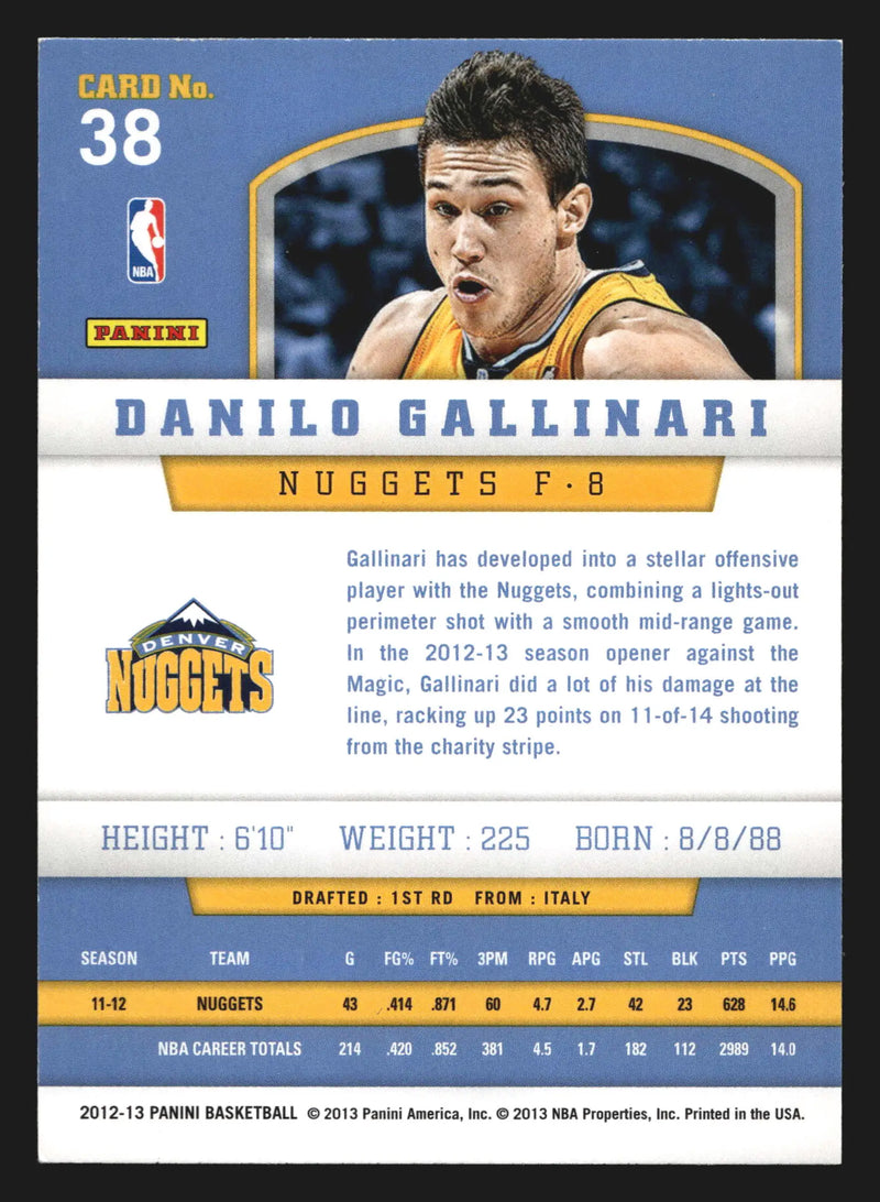 2012-13 Panini Danilo Gallinari #38 Denver Nuggets