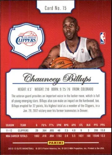 2012-13 Panini Elite #15 Chauncey Billups NM-MT Clippers ID:20352 - Basketball Card Single