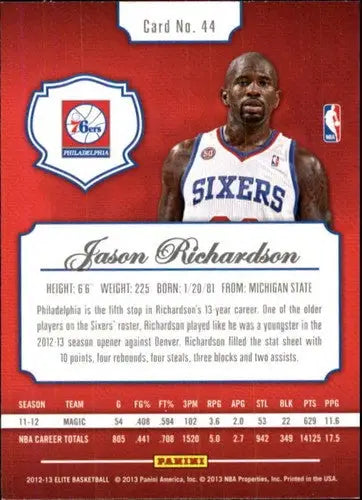 Original gloss Panini Elite Jason Richardson basketball card from 2012-13 series