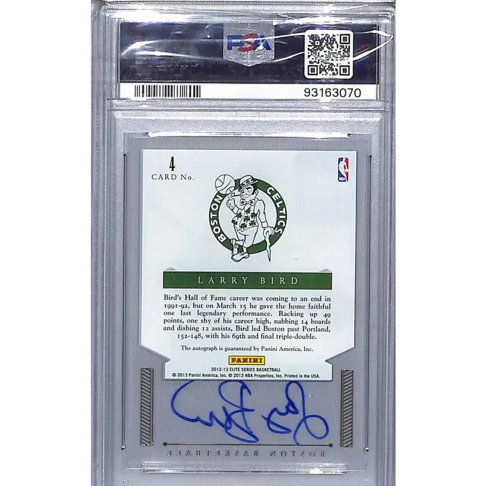 2012-13 Panini Elite Series Veteran/Retired Inscriptions #4 Larry Bird PSA 8 NM-MT Auto 61/99 Boston Celtics Basketball