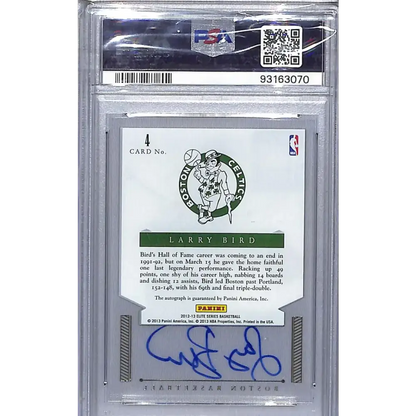 2012-13 Panini Elite Series Veteran/Retired Inscriptions #4 Larry Bird PSA 8 NM-MT Auto 61/99 Boston Celtics Basketball