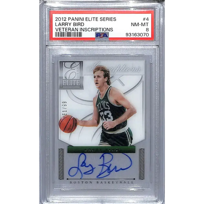 2012-13 Panini Elite Series Veteran/Retired Inscriptions #4 Larry Bird PSA 8 NM-MT Auto 61/99 Boston Celtics Basketball