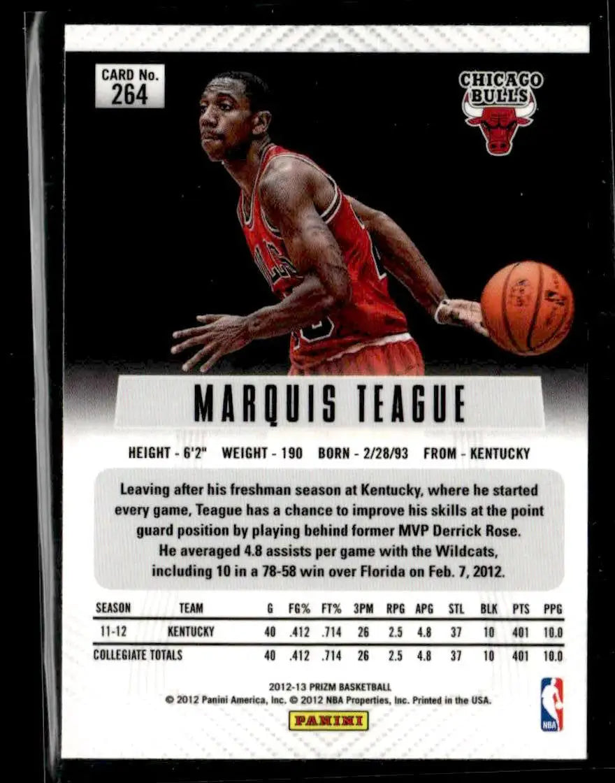 2012-13 Panini Prizm #264 Marquis Teague Base Chicago Bulls - Basketball Card Single