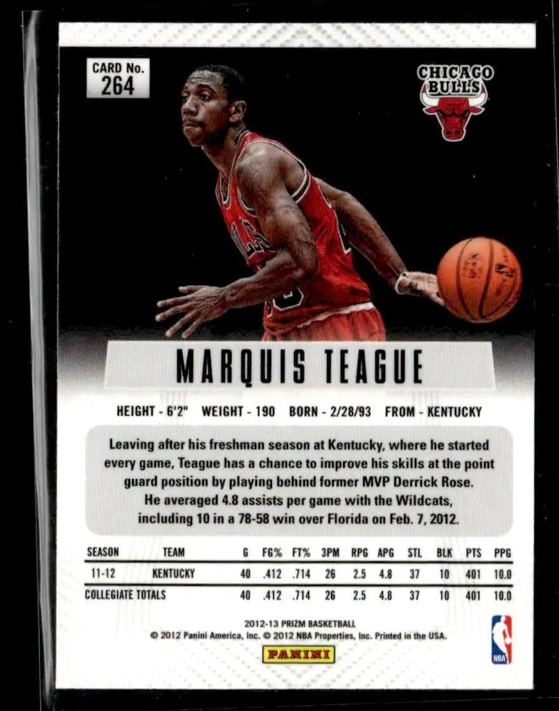 2012-13 Panini Prizm #264 Marquis Teague Base Chicago Bulls - Basketball Card Single