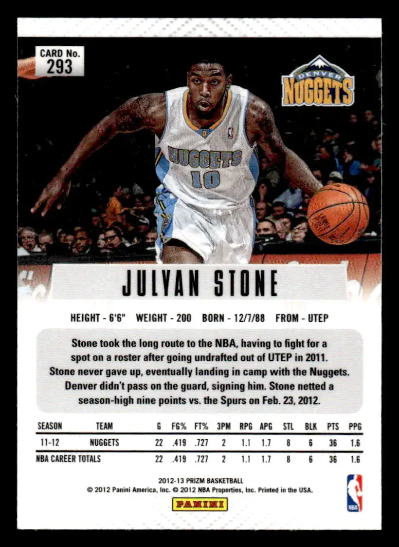 2012-13 Panini Prizm #293 Julyan Stone - Basketball Card Single