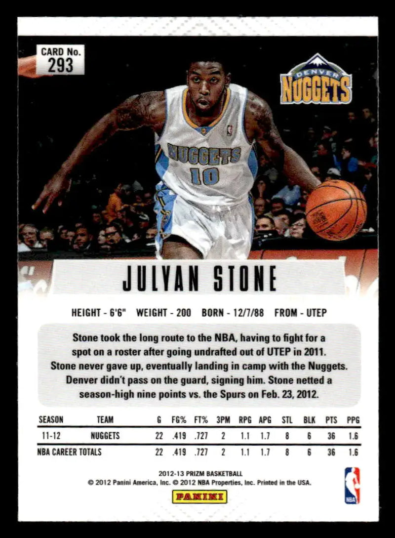 2012-13 Panini Prizm #293 Julyan Stone - Basketball Card Single