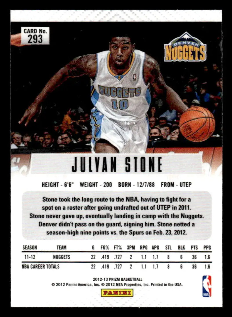 2012-13 Panini Prizm #293 Julyan Stone - Basketball Card Single