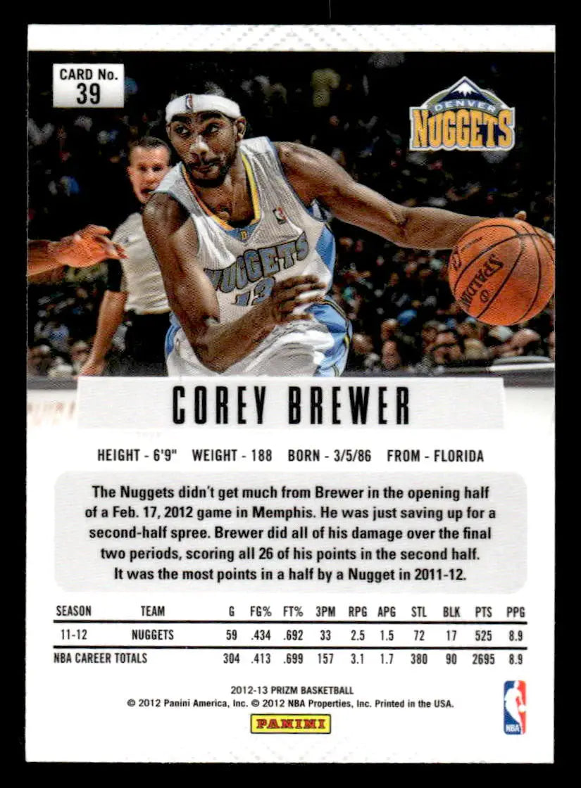2012-13 Panini Prizm #39 Corey Brewer - Basketball Card Single