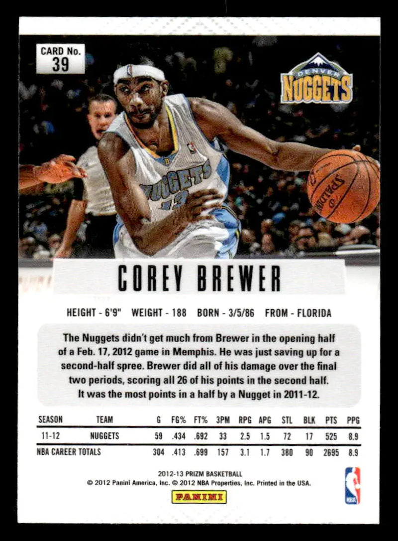 2012-13 Panini Prizm #39 Corey Brewer - Basketball Card Single