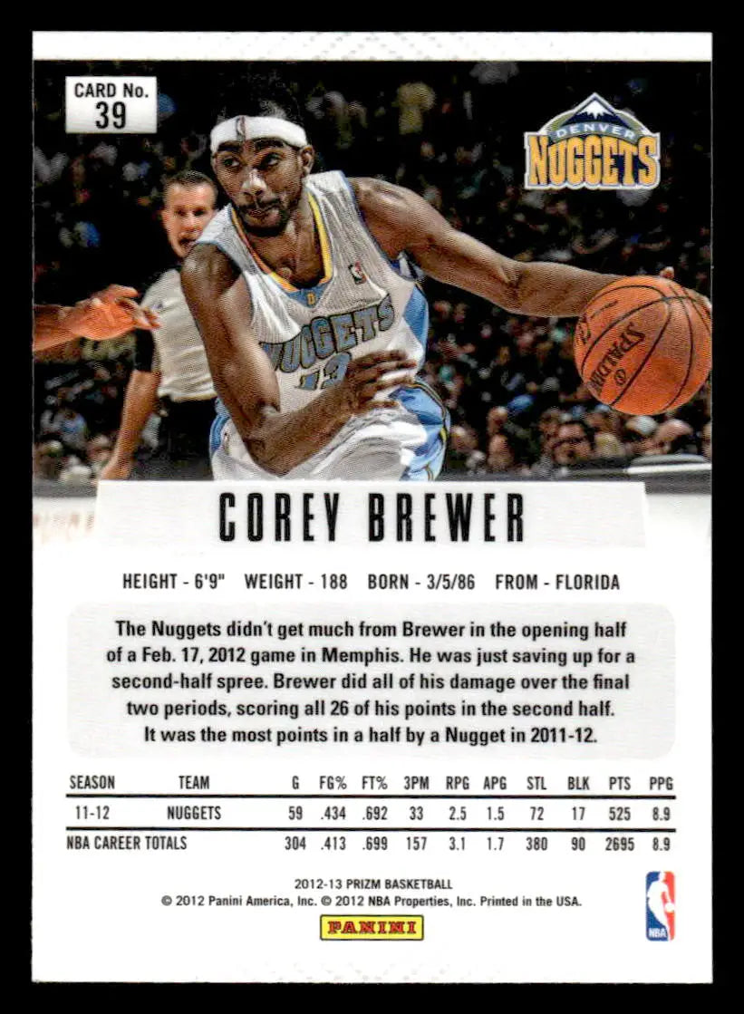 2012-13 Panini Prizm #39 Corey Brewer - Basketball Card Single