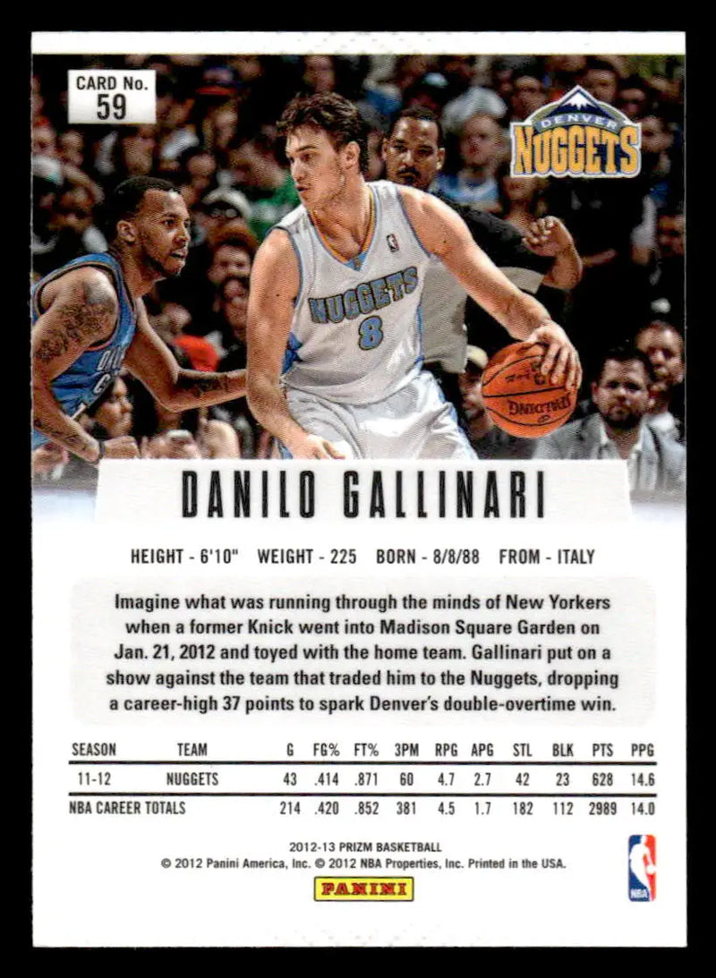 2012-13 Panini Prizm #59 Danilo Gallinari - Basketball Card Single