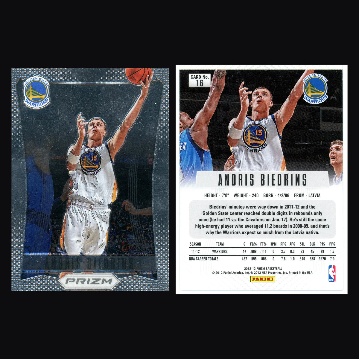 2012-13 Panini Prizm Andris Biedrins #16 Golden State Warriors - Basketball Card Single