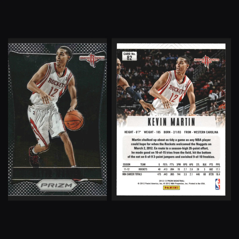 2012-13 Panini Prizm Kevin Martin #82 Houston Rockets 1st Year Prizm - Basketball Card Single