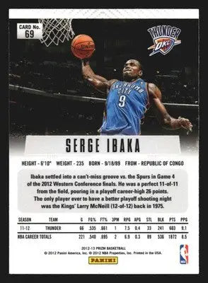 2012-13 Panini Prizm Serge Ibaka #69 Oklahoma City Thunder - Basketball Card Single