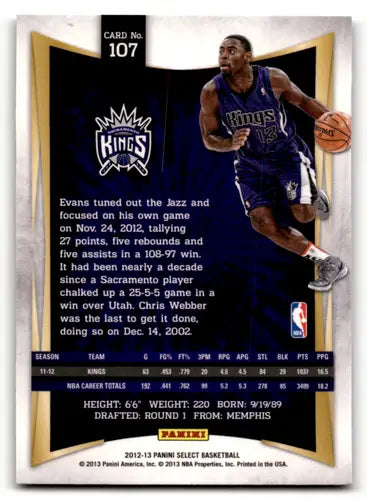 2012-13 Panini Select #107 Tyreke Evans EX/NM Sac Kings ID:58710 - Basketball Card Single