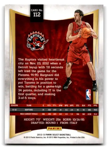 2012-13 Panini Select #112 Andrea Bargnani EX/NM Raptors ID:67423 - Basketball Card Single
