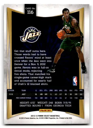2012-13 Panini Select #116 Derrick Favors EX/NM Jazz ID:67485 - Basketball Card Single