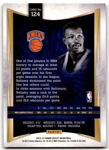 Original gloss Panini Select basketball card of Walt Bellamy from 2012-13 Knicks lineup