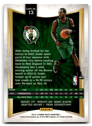 2012-13 Panini Select #13 Jeff Green EX/NM Celtics ID:67408 - Basketball Card Single