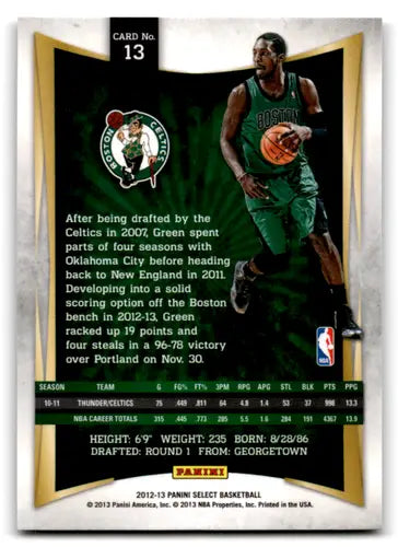 2012-13 Panini Select #13 Jeff Green EX/NM Celtics ID:67447 - Basketball Card Single
