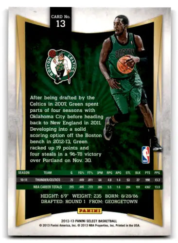 2012-13 Panini Select #13 Jeff Green EX/NM Celtics ID:67460 - Basketball Card Single