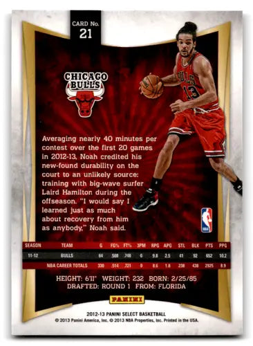 2012-13 Panini Select #21 Joakim Noah EX/NM Bulls ID:67413 - Basketball Card Single