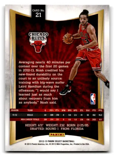 2012-13 Panini Select #21 Joakim Noah EX/NM Bulls ID:67419 - Basketball Card Single