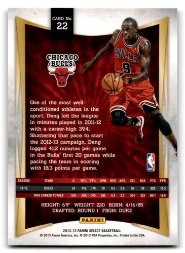 2012-13 Panini Select #22 Luol Deng EX/NM Bulls ID:67405 - Basketball Card Single