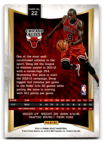 2012-13 Panini Select #22 Luol Deng EX/NM Bulls ID:67495 - Basketball Card Single