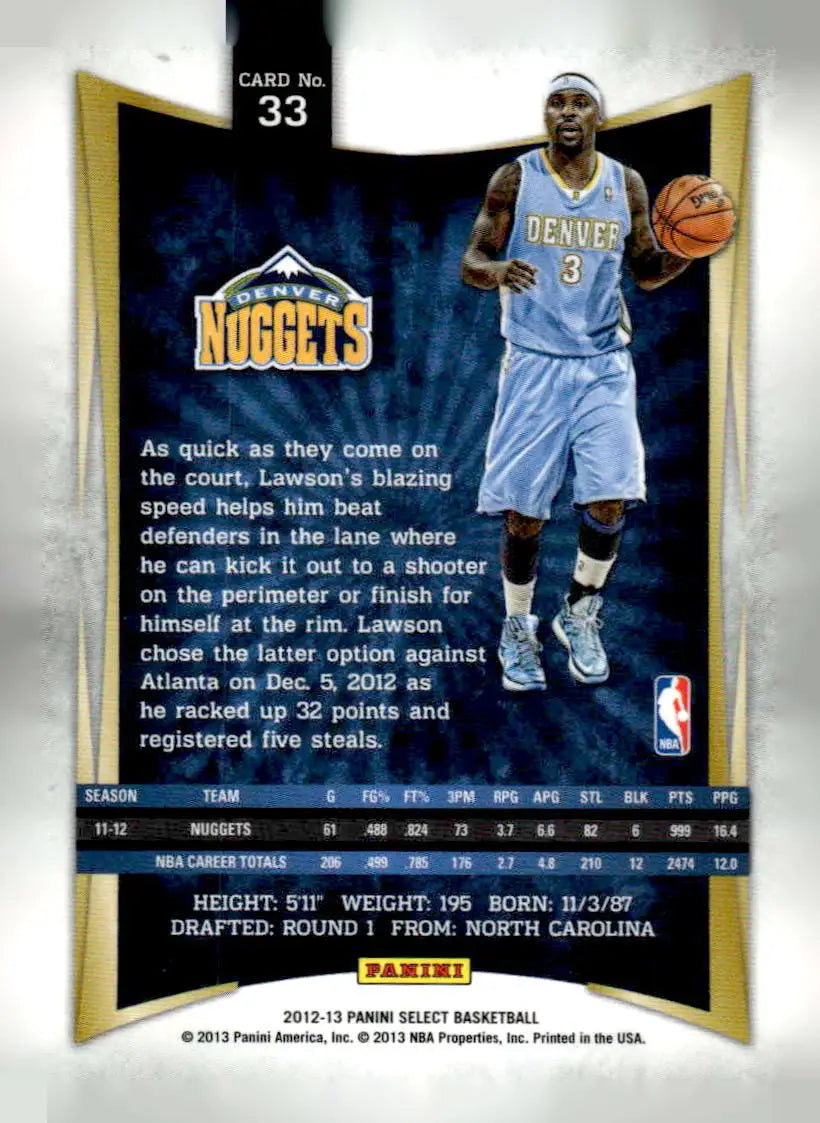 2012-13 Panini Select #33 Ty Lawson - Basketball Card Single