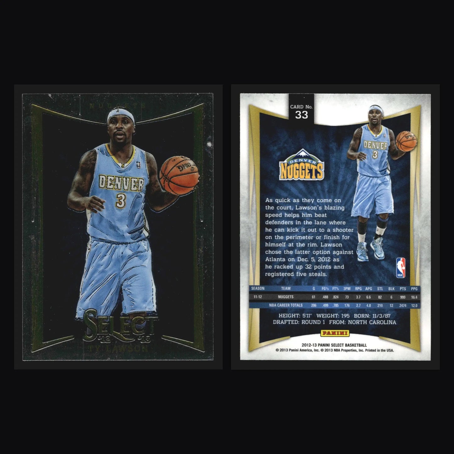 2012-13 Panini Select #33 Ty Lawson Denver Nuggets