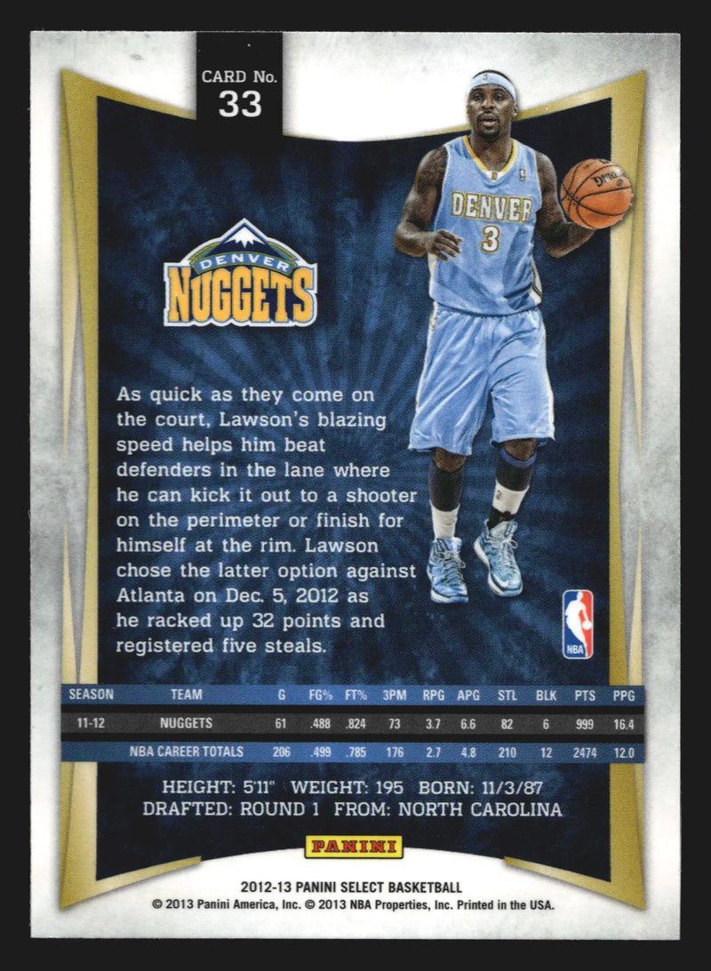 2012-13 Panini Select #33 Ty Lawson Denver Nuggets