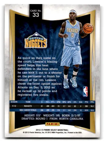 2012-13 Panini Select #33 Ty Lawson EX/NM Nuggets ID:67476 - Basketball Card Single