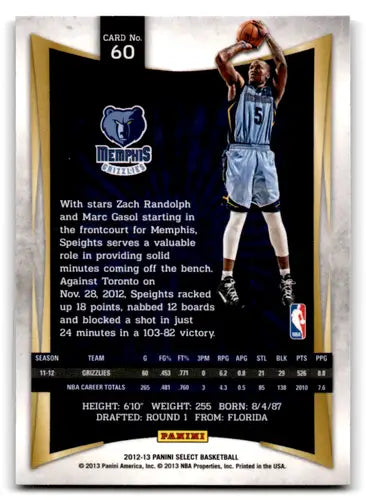 2012-13 Panini Select #60 Marreese Speights EX/NM Grizzlies ID:67435 - Basketball Card Single