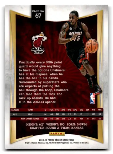 Panini Select Mario Chalmers basketball card with original gloss from 2012-13 Heat collection