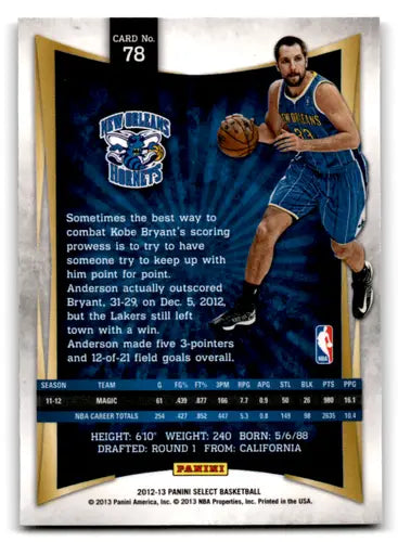 2012-13 Panini Select #78 Ryan Anderson EX/NM Hornets ID:67489 - Basketball Card Single
