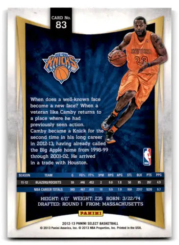 2012-13 Panini Select #83 Marcus Camby EX/NM Knicks ID:67483 - Basketball Card Single