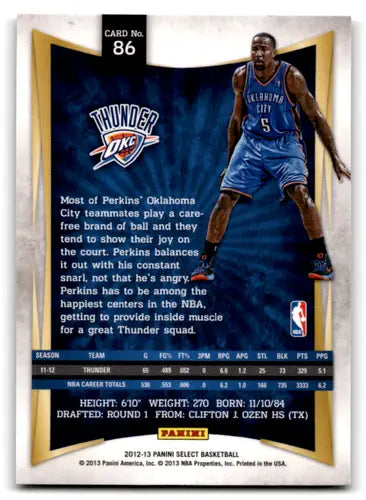 Basketball trading card featuring Kendrick Perkins from Panini Select with original gloss
