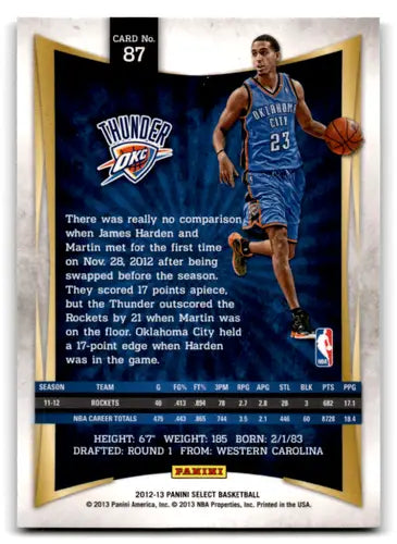 2012-13 Panini Select #87 Kevin Martin EX/NM Thunder ID:67427 - Basketball Card Single