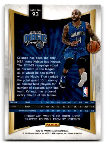 2012-13 Panini Select #93 Jameer Nelson EX/NM Magic ID:67437 - Basketball Card Single