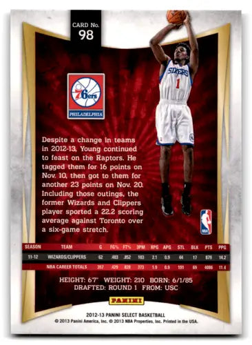 Basketball card featuring Nick Young from Panini Select 2012-13 with original gloss