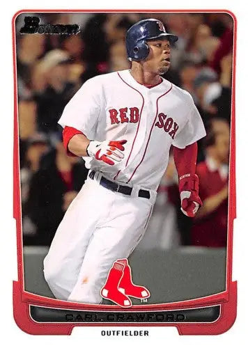 Original gloss Carl Crawford baseball card featuring Red Sox from 2012 Bowman #39