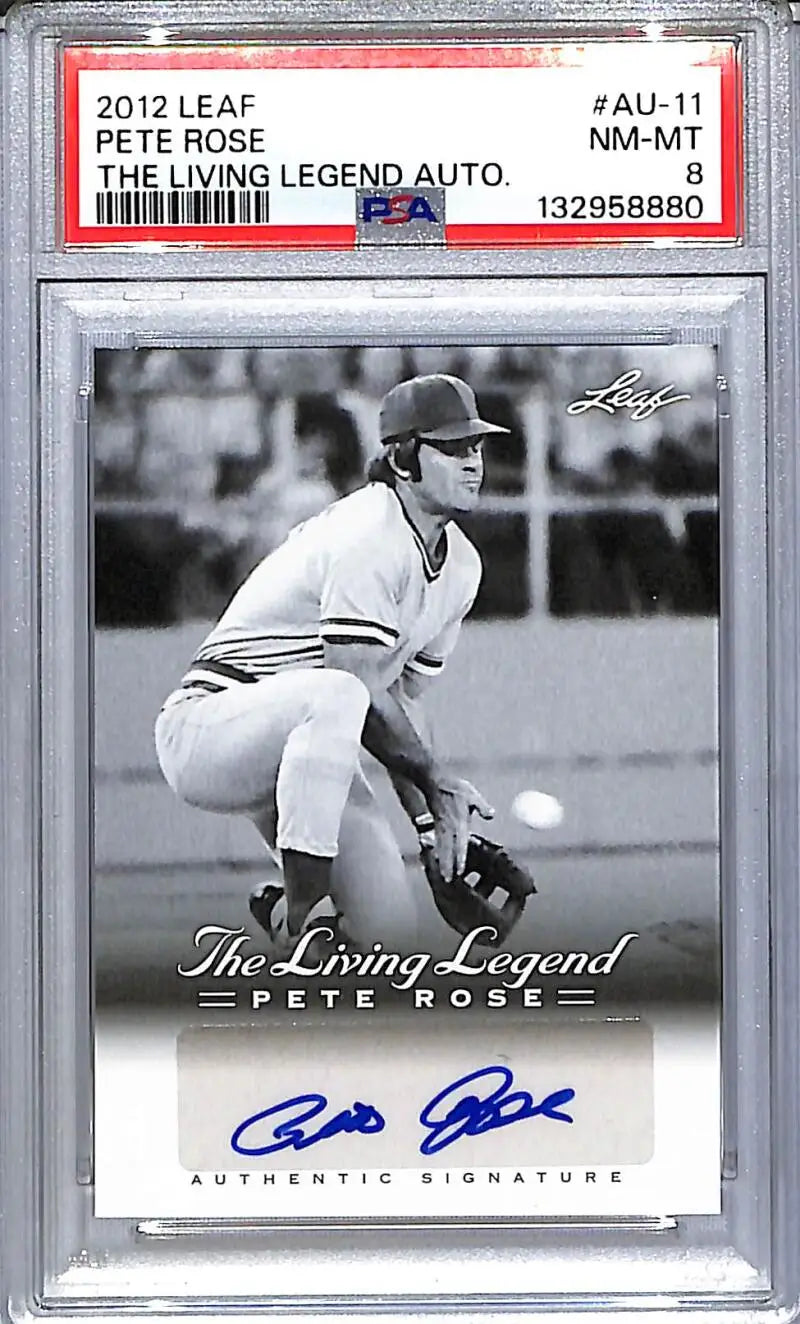 2012 Leaf The Living Legend #AU-11 Pete Rose PSA 8 NM-MT Auto - Baseball Card Single