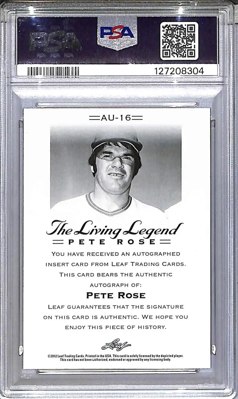 2012 Leaf The Living Legend #AU-16 Pete Rose PSA 9 MINT Auto - Baseball Card Single