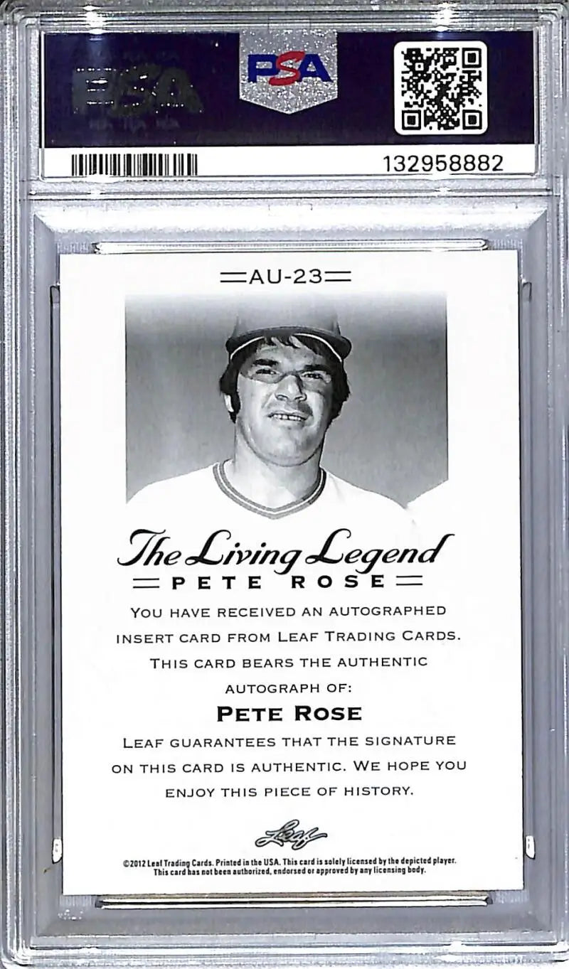 2012 Leaf The Living Legend #AU-23 Pete Rose PSA 9 MINT Auto - Baseball Card Single