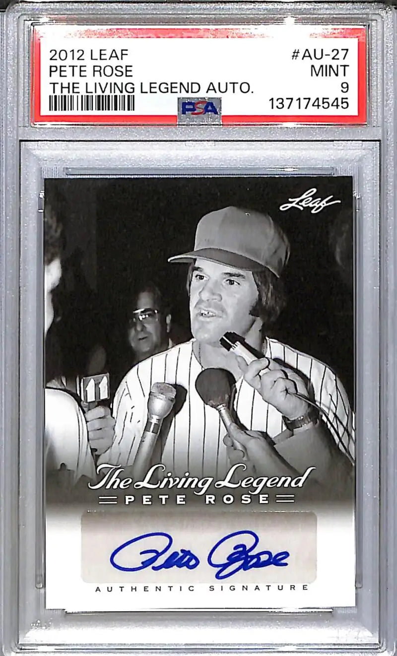2012 Leaf The Living Legend #AU-27 Pete Rose PSA 9 MINT Auto - Baseball Card Single