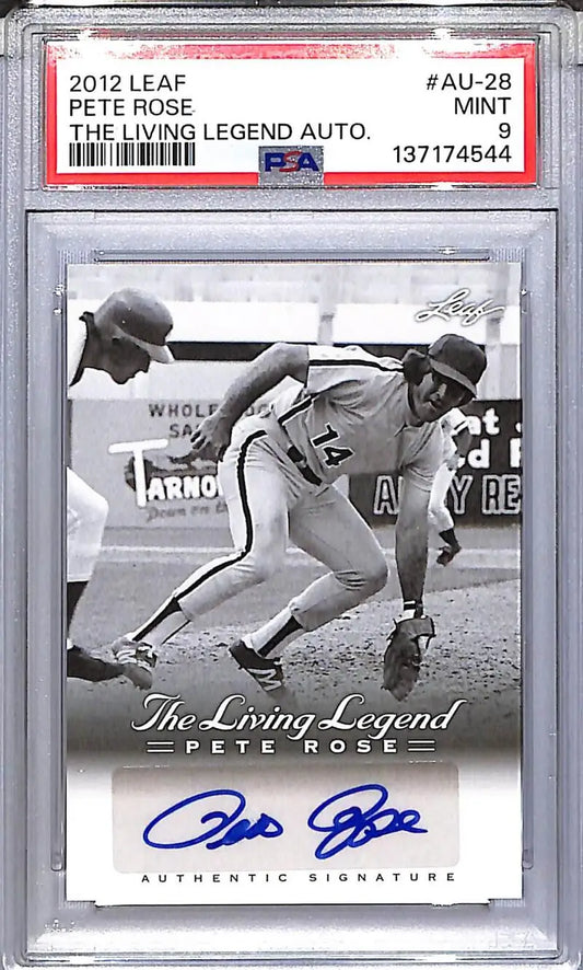 2012 Leaf The Living Legend #AU-28 Pete Rose PSA 9 MINT Auto - Baseball Card Single